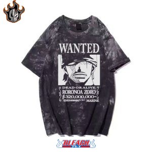 T-shirt Roronoa Zoro, T-Shirt Wanted One Piece style délavé - Bleach Web